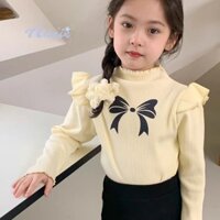 Annie Áo Sơ Mi Tay Dài Cổ Lá Sen In Họa Tiết Thắt Nơ Thời Trang Mùa Thu Cho Bé Gái