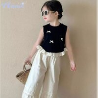 Annie Áo vest bé gái Quần áo trẻ em Áo vest ren phong cách ngọt ngào cho bé gái