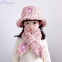 Annie Bộ khăn quàng cổ cho bé mùa đông ấm áp cho trẻ em hai mảnh phù hợp với bé trai và bé gái mũ lưu vực lông cừu thời tiết lạnh mũ xô