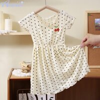 Annie Đầm Lụa Ngắn Tay Thời Trang Hàn Quốc Xinh Xắn Dành Cho Bé Gái