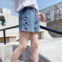 Annie Quần short denim trẻ em bé gái Quần mỏng dành cho trẻ trung niên và lớn hơn và bé gái