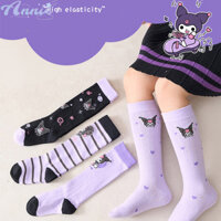 Annie Tất bê Kuromi bé gái Tất dài đầu gối hoạt hình ngọt ngào cho bé gái Tất cotton phiên bản Hàn Quốc dành cho trẻ trung và lớn hơn