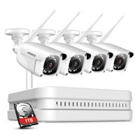 ANNKE Wireless Security Camera System WiFi NVR Video Surveillance System with 1TB HDD, 4×1080P Outdoor IP Cameras, 100ft Night Vision, Plug & Play,...