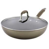 Anolon Advanced Hard Anodized Nonstick Wok/Stir Fry Pan/Wok Pan with Lid - 12 Inch, Bronze