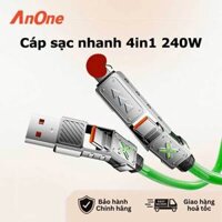 Anone Dây sạc nhanh 4 trong 1 , Cáp sạc siêu nhanh 240W sạc chuẩn cho mọi thiết bị Smartphone , Laptop , Oppo , Realme