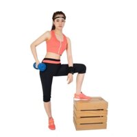 ANSA SPORT - BỘ TẬP THỂ THAO NỮ QUẦN LỬNG ÁO CROPTOP KHÓA KÉO DL1401 (HỒNG)