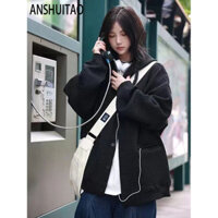 ANSHUITAO Áo Khoác hoodie áo khoác nữ zip hoodie Durable Popular Korean comfortable WWY23C082D 38Z240919