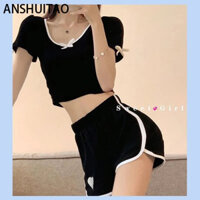 ANSHUITAO quần ống rộng Quần Túi Hộp Thời trang Fashion High-quality Thoải mái WFK24209WA 38Z240920