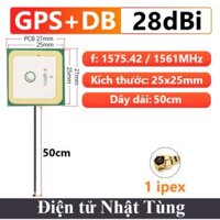 Anten GPS+BD 28dBi 25x25mm dây 50cm, Tần số 1575.42/1561MHz