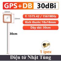 Anten GPS+BD 30dBi 18x18mm dây 30cm, Tần số 1575.42/1561MHz