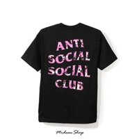 Anti social social club Áo Thun Tay Ngắn Cổ Tròn Dáng Rộng Họa Tiết Rằn Ri Thời Trang Cho Nam