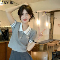 ANXUN áo polo nữ áo có cổ Phong cách Popular Stylish Hàn Phong WMY24601MW 41Z241012