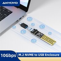 Anyoyo M.2 NVME sang USB Adapter USB 3.1 Gen2 10 Gbps SSD Adapter Card Ổ Cứng Chuyển Đổi Đầu Đọc Dựa M Key và B + M Key cho 2230 2242 2260 2280 Kích Thước SSD