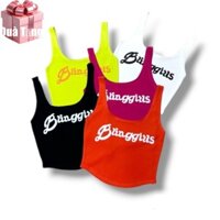 Áo 2 dây body croptop in chữ kiểu tà bầu chất vải Thun Borip FreeSize