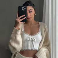 áo 2 dây croptop trắng viền ren tiểu thơ