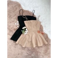 Áo 2 dây cúp ngực chít eo tôn dáng đi tiệc nữ tính sang trọng 2 màu đen nude ảnh thật