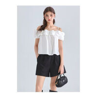 Áo 2 dây nhún bèo trễ vai chất liệu đũi Hà siêu thoáng mát dáng croptop cho mùa hè