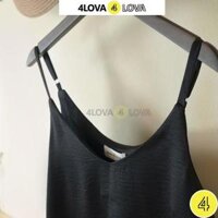 Áo 2 dây nữ basic 4LOVA chất liệu lụa cao cấp nhiều màu đẹp quyến rũ, sang trọng - Đen,M