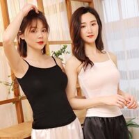 Áo 2 Dây Nữ Cao Cấp Vải Cotton Không Đệm Croptop Sợi Bún Dáng Ôm Thoáng Mát Áo Co Dãn Tốt - Dài Trắng chữ Y