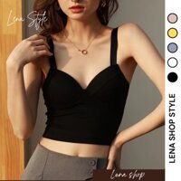 Áo 2 dây nữ croptop Lena sẵn đệm ngực, áo kiểu nữ đẹp sang chảnh 2022