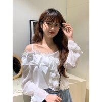 Áo 2 dây trễ vai bèo nhún tay bồng LORIA TOP