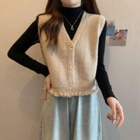 Áo 2.14 Áo Cardigan Ngắn Đầu Mùa Xuân Áo Len Mặc Ngoài Nữ Áo Khoác Nữ 2024 Lớp Dệt Kim Nấm Cạnh