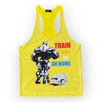 Áo 3 lỗ nam tập gym DO GYM SHOP form body đẹp, thun lạnh 4 chiều thoáng mát - vàng - M dưới 64kg dưới 1m65