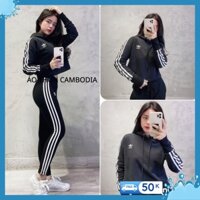 Áo adidas nỉ có mũ CROP HOODIE BLACK Made in Cambodia full tag code