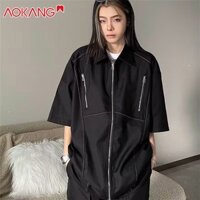 Áo AOKANG tay lửng phối khóa kéo phong cách cổ điển thời trang