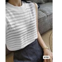 Áo ba lỗ, Áo ba lỗ trơn phối hàng lỗ ngang năng động, xinh xắn