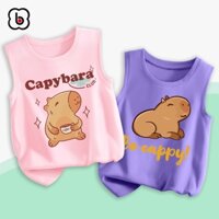 Áo ba lỗ cho bé in hình Capybara, BST áo ba lỗ áo cho bé chất thun cotton co giãn thoáng mát BabyloveGO