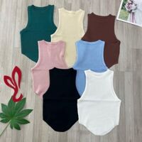 áo ba lỗ crop top  len dệt kim