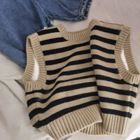 Áo ba lỗ dệt kim sọc trẻ em áo len thường ngày bé trai bé gái áo ấm