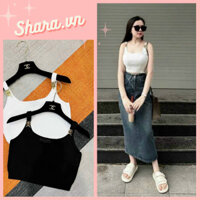 Áo ba lỗ hai dây bản to thiết kế khuy vai, áo thun body croptop sát nách phong cách basic Shara SR789 KT