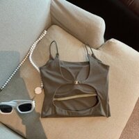 Áo ba lỗ hở lưng nữ mùa hè có đệm ngực màu trơn