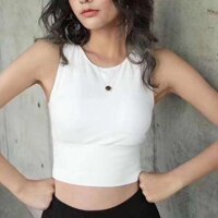 ÁO BA LỖ NỮ CROPTOP ĐỆM MÚT LÓT BO EO SIÊU ĐẸP - Đen