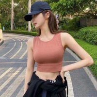 ÁO BA LỖ NỮ CROPTOP ĐỆM MÚT LÓT BO EO SIÊU ĐẸP - Trắng