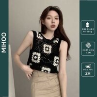 Áo ba lỗ nữ dệt kim, áo ba lỗ nữ thêu hoa đơn giản mix đồ siêu đẹp, áo tank top nữ hàng Quảng Châu loại 1