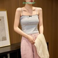 Áo ba lỗ nữ MOCHO, Áo Crop Top không tay ren nơ, Áo lót không dấu vết phù hợp cho mọi phong cách Áo ngực Hàn Quốc có miếng đệm yếm Lady