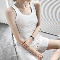 Áo ba lỗ nữ thun gân dáng basic CT528 - Trắng - M