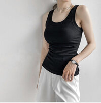 Áo ba lỗ nữ thun gân dáng basic CT528 - Đen - M