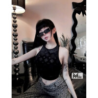 Áo ba lỗ phối hoạ tiết dáng croptop