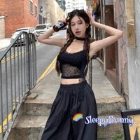 Áo ba lỗ ren nữ họa tiết trái tim có đệm ngực thông thường