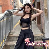 Áo ba lỗ ren nữ họa tiết trái tim có đệm ngực thông thường