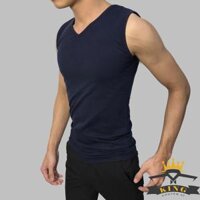 Áo ba lỗ sát nách nam KING khoác 3 lỗ tanktop co giãn tốt đẹp  - Xanh đen,L 52 - 58kg 1m70