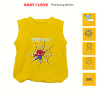 Áo ba lỗ SPIDER MAN đáng yêu cho bé trai, Áo sát nách BABY I LOVE chất liệu cotton co giãn cho bé 10 đến 32kg