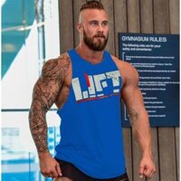 Áo Ba Lỗ Tập Gym Nam Vải Cotton Rộng Nách SA471 - Xanh,M