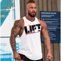 Áo Ba Lỗ Tập Gym Nam Vải Cotton Rộng Nách SA471 - Trắng,XXL