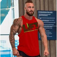 Áo Ba Lỗ Tập Gym Nam Vải Cotton Rộng Nách SA471 - Đỏ,L