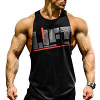 Áo Ba Lỗ Tập Gym Nam Vải Cotton Rộng Nách SA471 - Đen,XXL